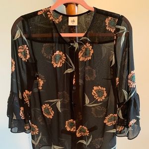 Cabi sheer patterned blouse